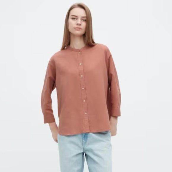 Uniqlo Rust Linen Shirt - Size - Picture 1 of 6